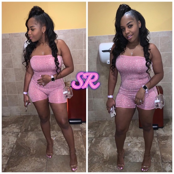 Pink Rhinestone Romper - Picture 4 of 8